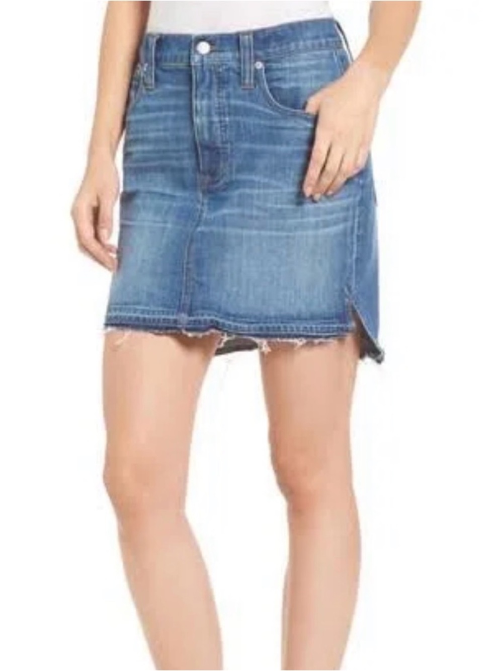 Madewell Indigo Blue Distressed Denim Mini Skirt Size 27